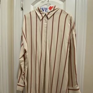 Zara long silky striped blouse